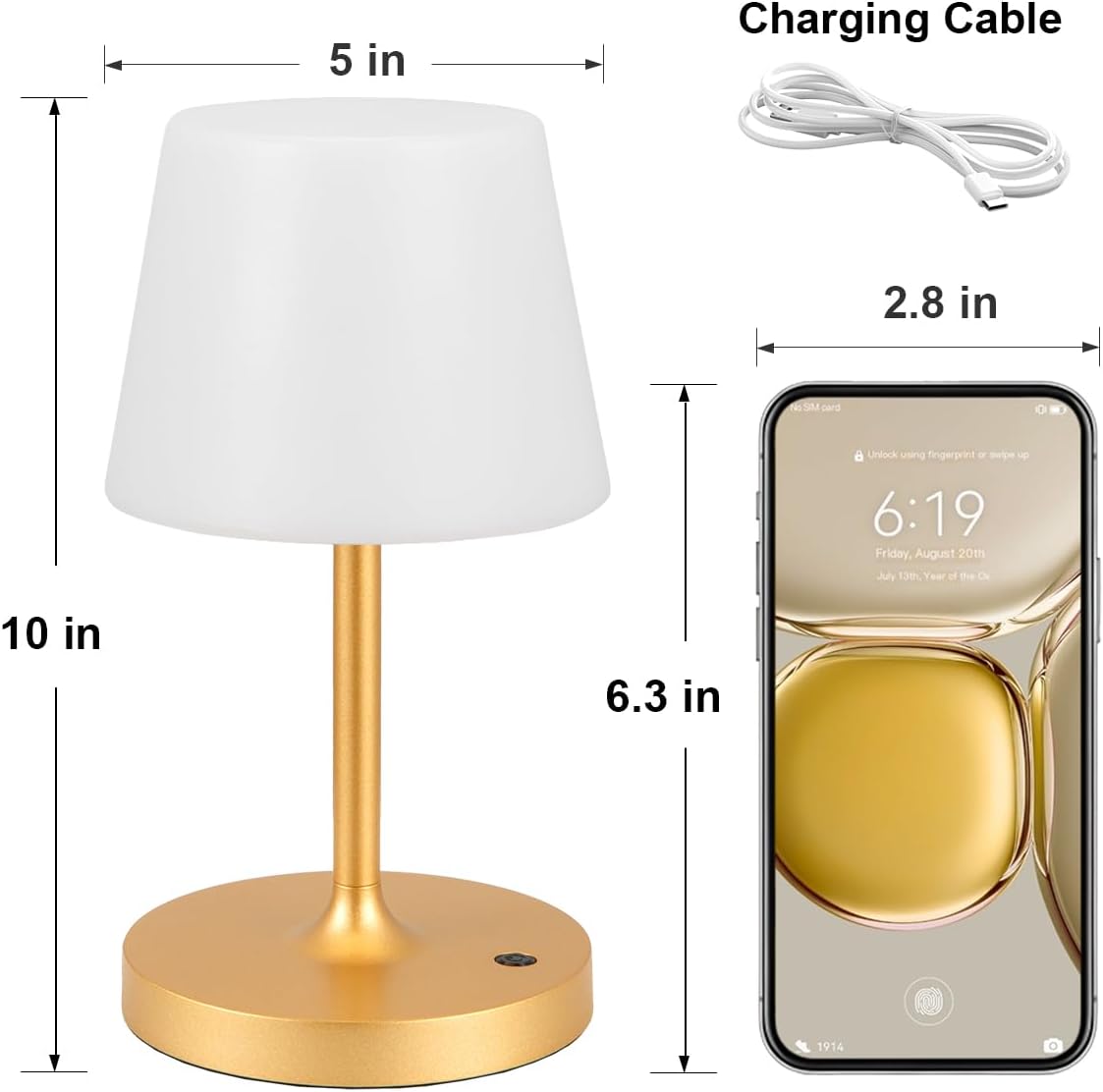 Shower Lamp IP54 Waterproof, Cordless Rechargeable Table Lamp, Outdoor Use