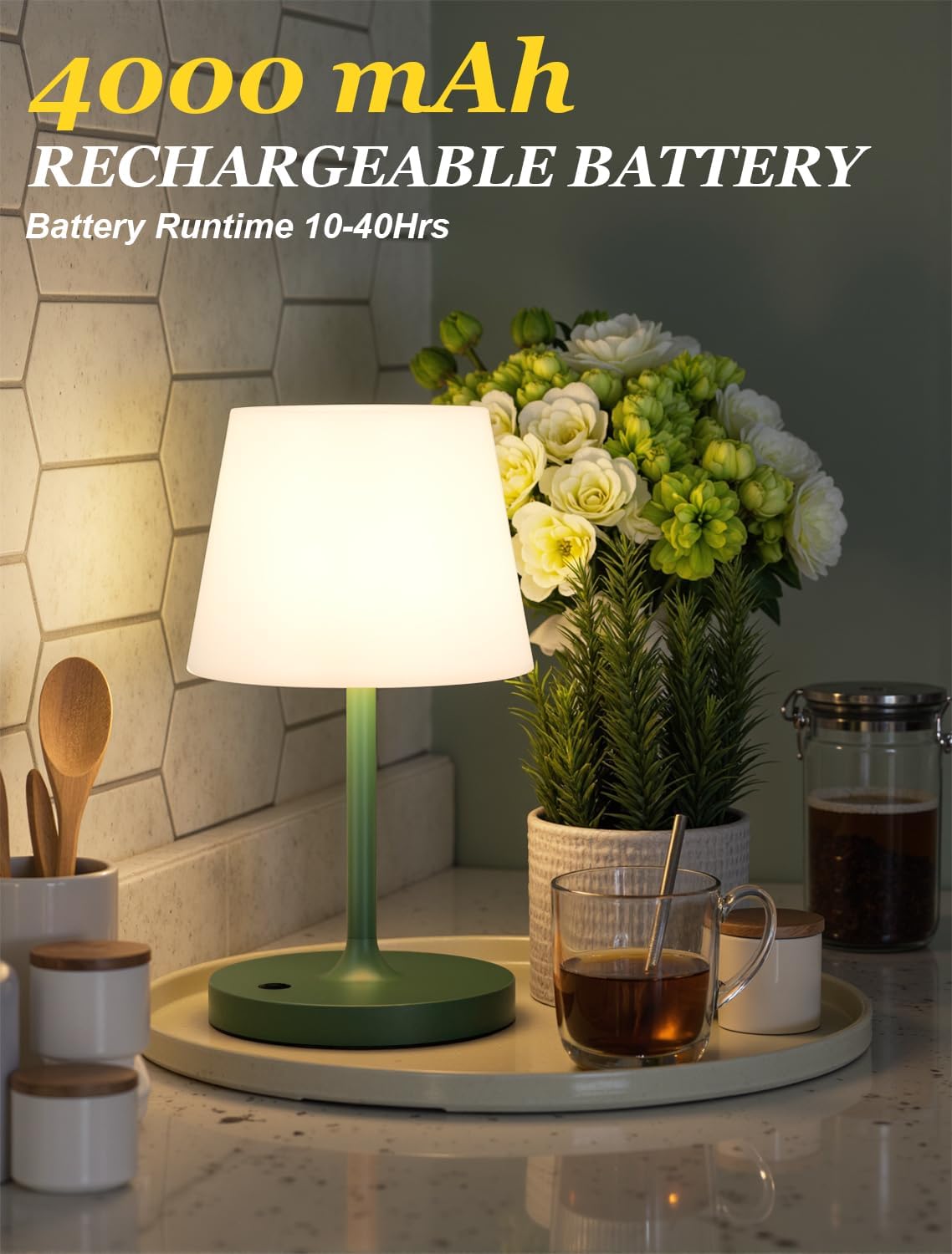 Shower Lamp IP54 Waterproof, Cordless Rechargeable Table Lamp, Outdoor Use