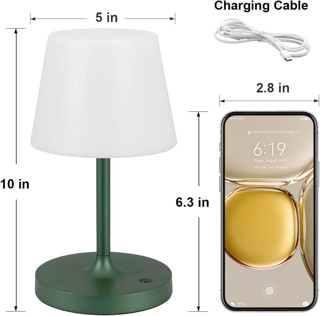 Shower Lamp IP54 Waterproof, Cordless Rechargeable Table Lamp, Outdoor Use