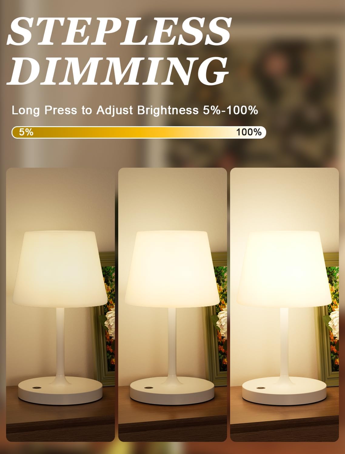 Shower Lamp IP54 Waterproof, Cordless Rechargeable Table Lamp, Outdoor Use
