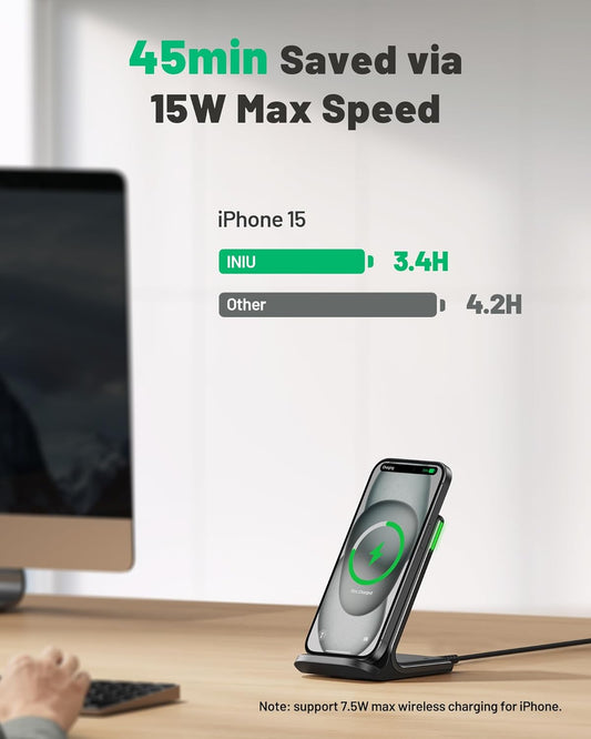 Wireless Charger, 15W Fast Wireless Charging Phone Station with LED