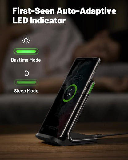 Wireless Charger, 15W Fast Wireless Charging Phone Station with LED