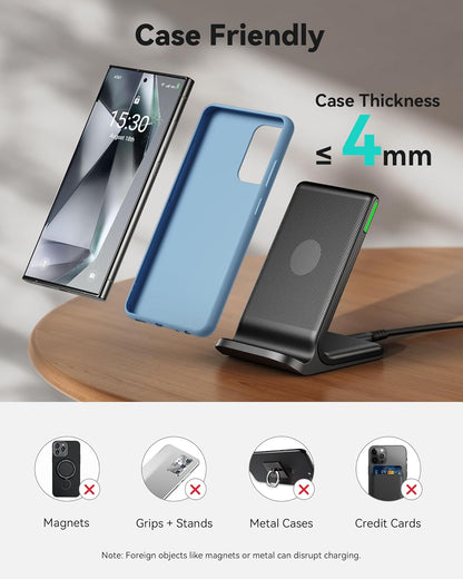 Wireless Charger, 15W Fast Wireless Charging Phone Station with LED