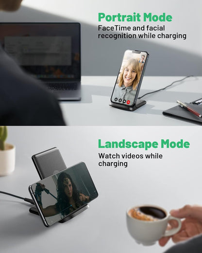 Wireless Charger, 15W Fast Wireless Charging Phone Station with LED