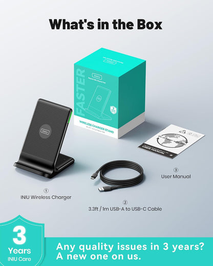 Wireless Charger, 15W Fast Wireless Charging Phone Station with LED