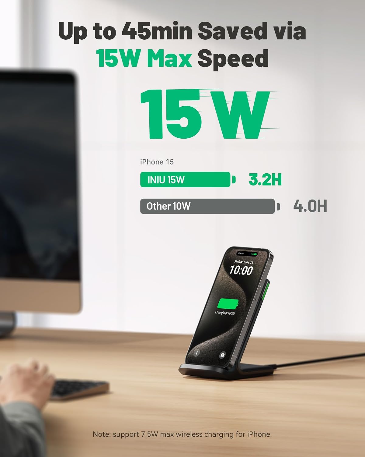 Wireless Charger, 15W Fast Wireless Charging Phone Station with LED