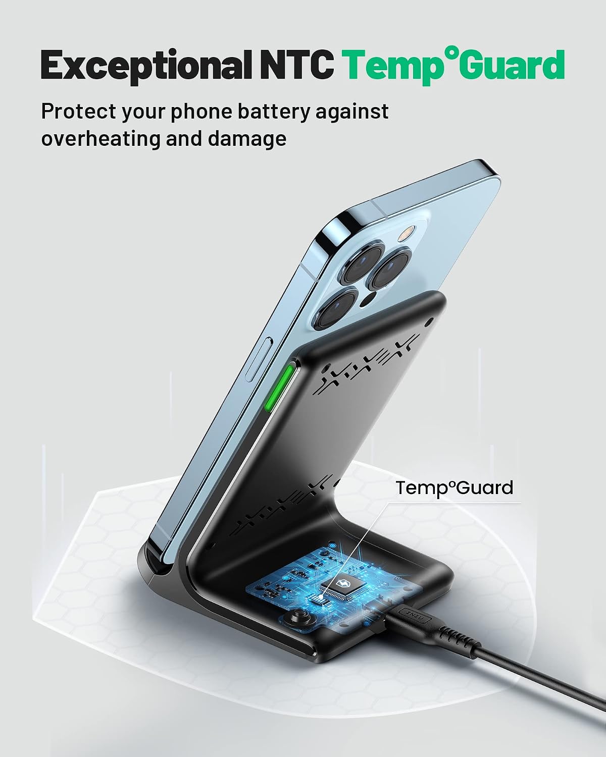 Wireless Charger, 15W Fast Wireless Charging Phone Station with LED