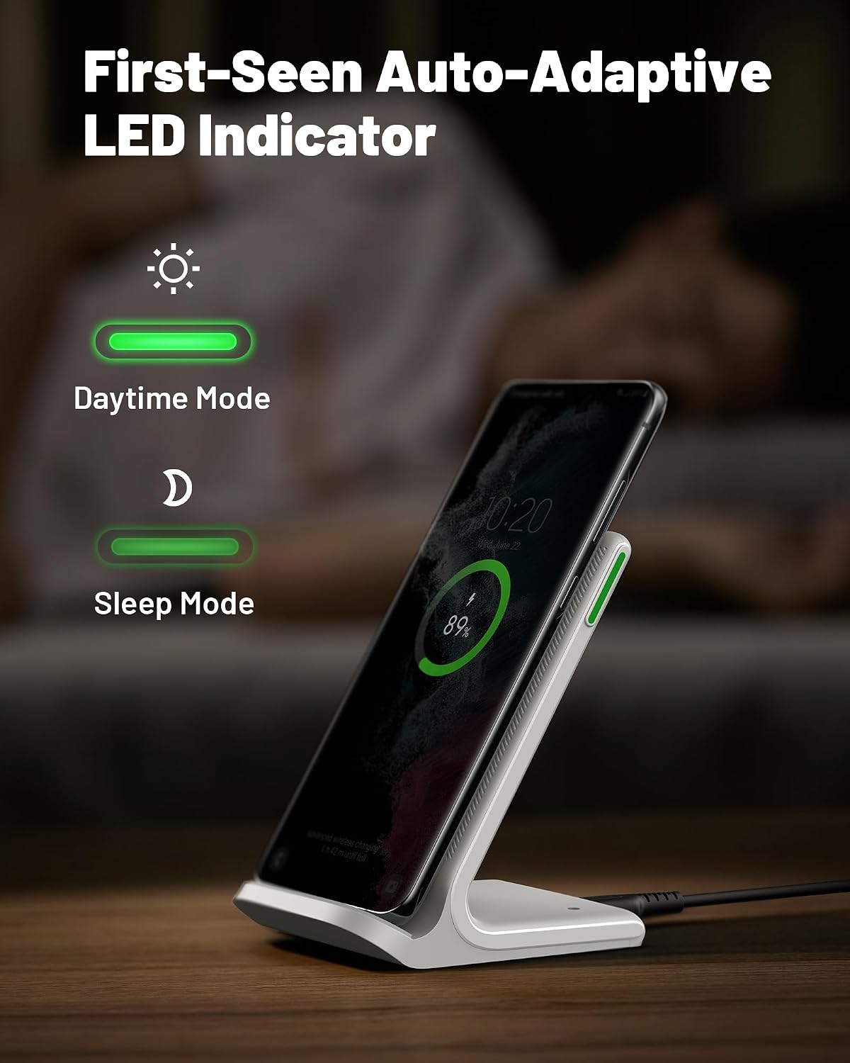 Wireless Charger, 15W Fast Wireless Charging Phone Station with LED