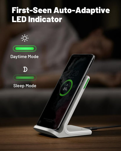 Wireless Charger, 15W Fast Wireless Charging Phone Station with LED