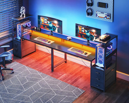 Gaming Desk w/PC Showcase Stand, 59" Reversible, RGB LED