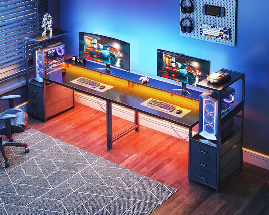 Gaming Desk w/PC Showcase Stand, 59" Reversible, RGB LED