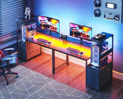 Gaming Desk w/PC Showcase Stand, 59" Reversible, RGB LED