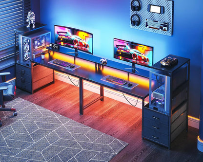 Gaming Desk w/PC Showcase Stand, 59" Reversible, RGB LED