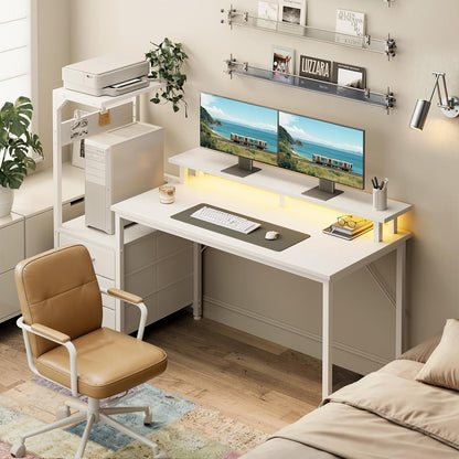 Gaming Desk w/PC Showcase Stand, 59" Reversible, RGB LED