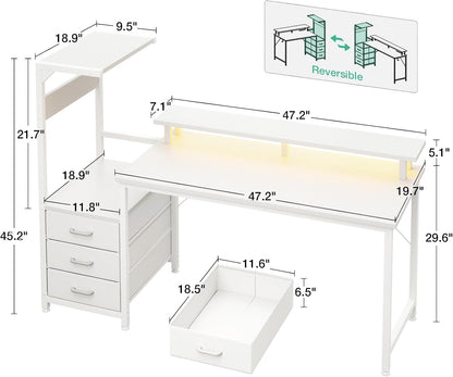 Gaming Desk w/PC Showcase Stand, 59" Reversible, RGB LED