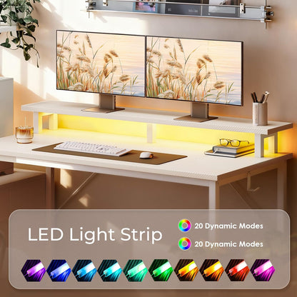 Gaming Desk w/PC Showcase Stand, 59" Reversible, RGB LED