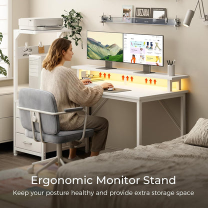 Gaming Desk w/PC Showcase Stand, 59" Reversible, RGB LED