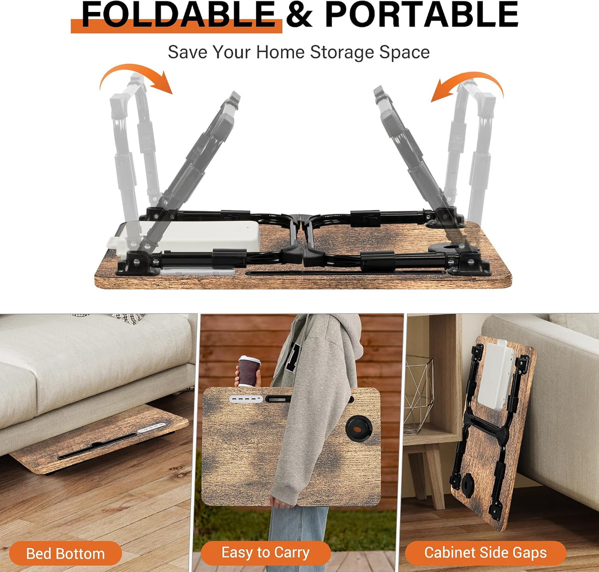 Lap Desk for Bed Adjustable Height with USB Port 23.6" x15.7" Desktop