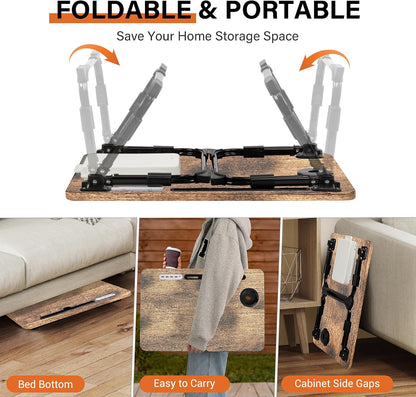 Lap Desk for Bed Adjustable Height with USB Port 23.6" x15.7" Desktop