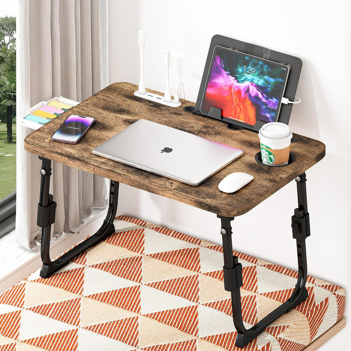 Lap Desk for Bed Adjustable Height with USB Port 23.6" x15.7" Desktop