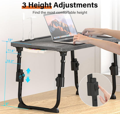 Lap Desk for Bed Adjustable Height with USB Port 23.6" x15.7" Desktop