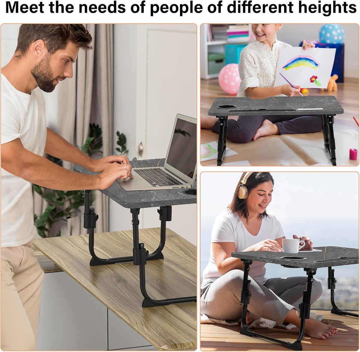 Lap Desk for Bed Adjustable Height with USB Port 23.6" x15.7" Desktop