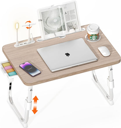 Lap Desk for Bed Adjustable Height with USB Port 23.6" x15.7" Desktop