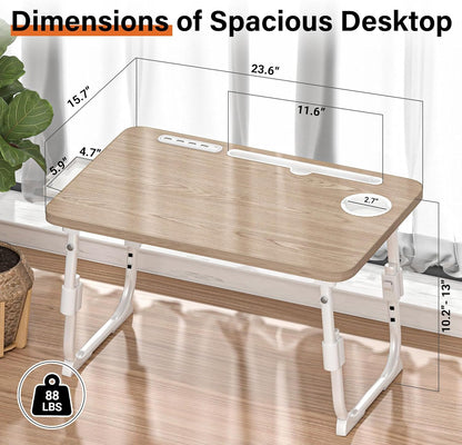 Lap Desk for Bed Adjustable Height with USB Port 23.6" x15.7" Desktop