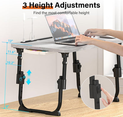 Lap Desk for Bed Adjustable Height with USB Port 23.6" x15.7" Desktop