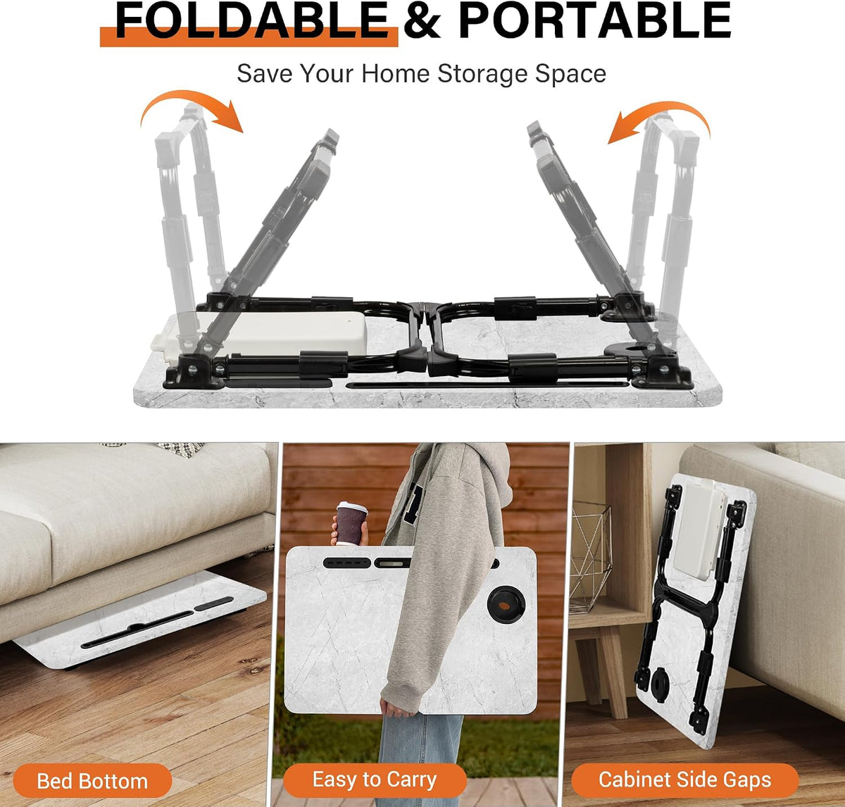 Lap Desk for Bed Adjustable Height with USB Port 23.6" x15.7" Desktop