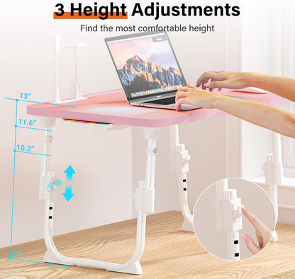 Lap Desk for Bed Adjustable Height with USB Port 23.6" x15.7" Desktop
