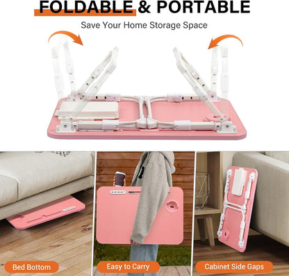 Lap Desk for Bed Adjustable Height with USB Port 23.6" x15.7" Desktop