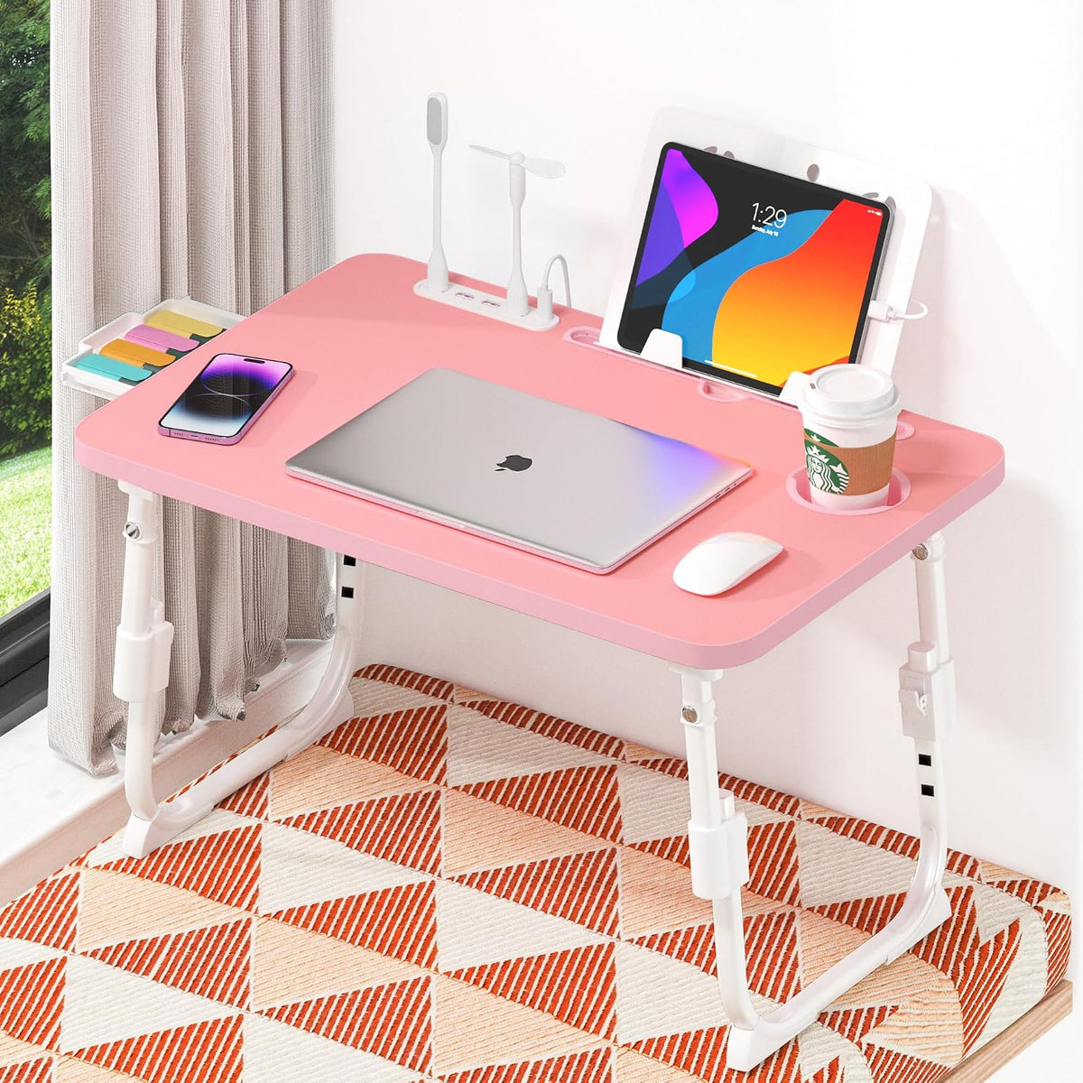 Lap Desk for Bed Adjustable Height with USB Port 23.6" x15.7" Desktop