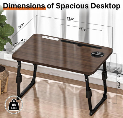Lap Desk for Bed Adjustable Height with USB Port 23.6" x15.7" Desktop