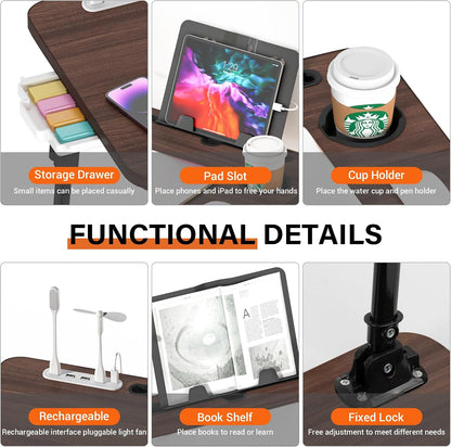 Lap Desk for Bed Adjustable Height with USB Port 23.6" x15.7" Desktop