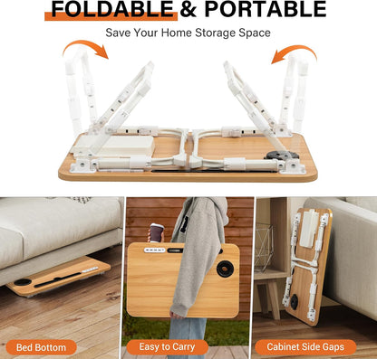 Lap Desk for Bed Adjustable Height with USB Port 23.6" x15.7" Desktop