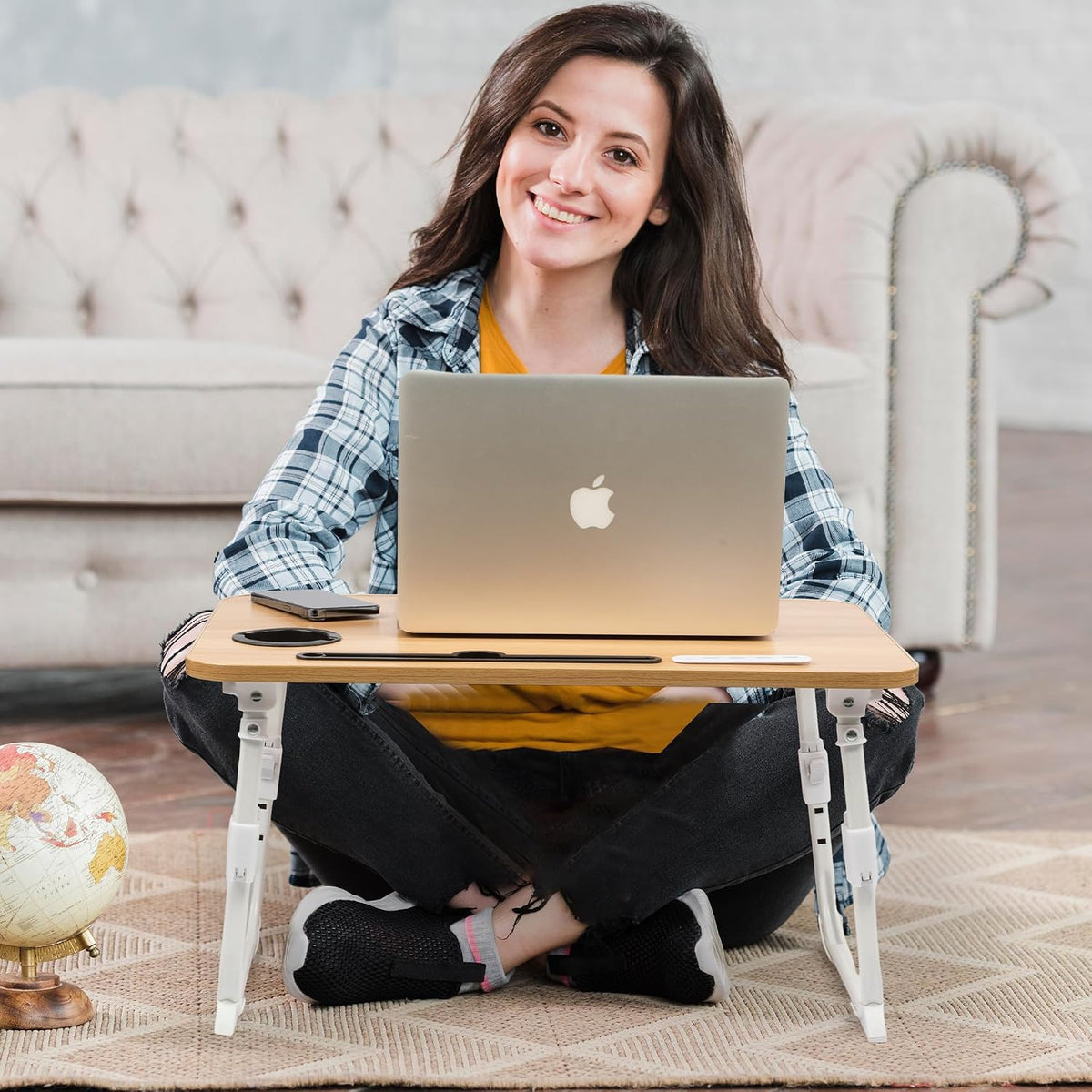 Lap Desk for Bed Adjustable Height with USB Port 23.6" x15.7" Desktop