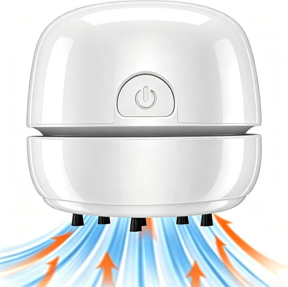 Desktop Vacuum Cleaner USB Recharging, Portable Mini Vacuum Cleaner for Cleaning Eraser Crumbs, Dust, Crumbs, Computer Keyboard and Car (White)