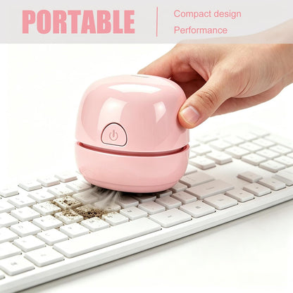 Desktop Vacuum Cleaner USB Recharging, Portable Mini Vacuum Cleaner for Cleaning Eraser Crumbs, Dust, Crumbs, Computer Keyboard and Car (White)