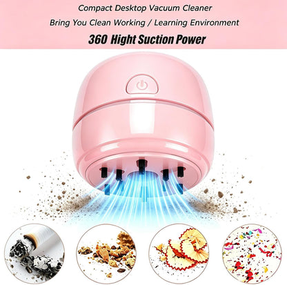 Desktop Vacuum Cleaner USB Recharging, Portable Mini Vacuum Cleaner for Cleaning Eraser Crumbs, Dust, Crumbs, Computer Keyboard and Car (White)