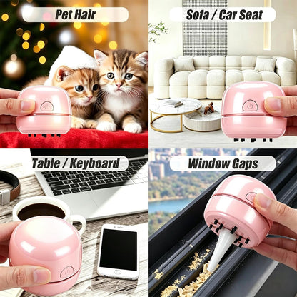 Desktop Vacuum Cleaner USB Recharging, Portable Mini Vacuum Cleaner for Cleaning Eraser Crumbs, Dust, Crumbs, Computer Keyboard and Car (White)