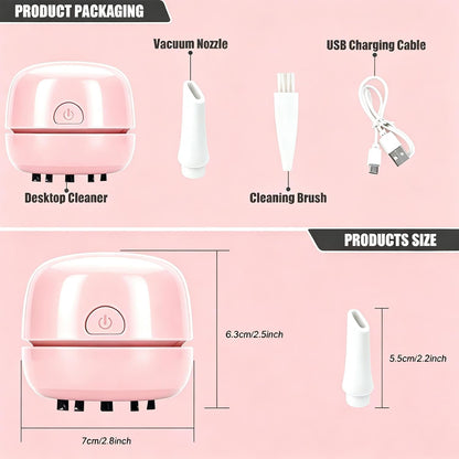 Desktop Vacuum Cleaner USB Recharging, Portable Mini Vacuum Cleaner for Cleaning Eraser Crumbs, Dust, Crumbs, Computer Keyboard and Car (White)