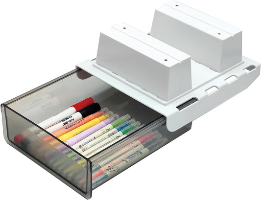Upgrade Under Table Drawer with Lip, Office Attachable Plastic Desk Accessories & Workspace Organizers, Hidden Under Table Storage Organizer Pencil Tray Drawer Slide Out