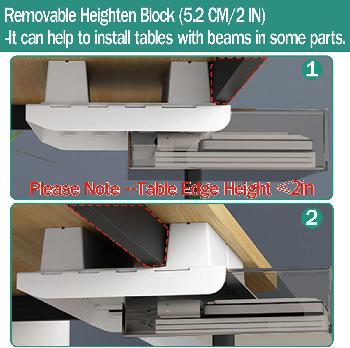 Upgrade Under Table Drawer with Lip, Office Attachable Plastic Desk Accessories & Workspace Organizers, Hidden Under Table Storage Organizer Pencil Tray Drawer Slide Out