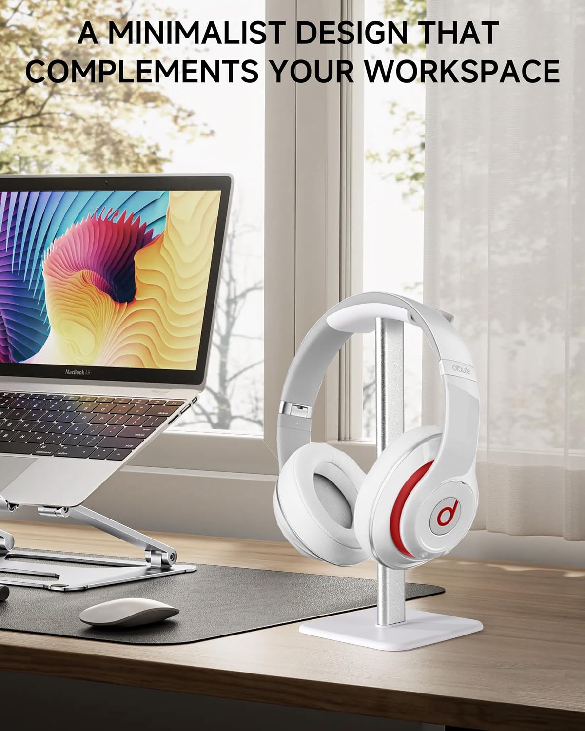 Headset Stand - Headphone Holder for Desk with Aluminum Hanger Compatible with All Over-Ear On-Ear Computer Xbox One PS5 PS4 PC Game Telephone Headsets (Black)