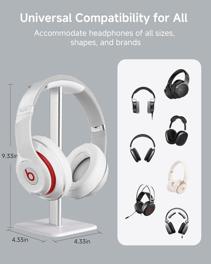 Headset Stand - Headphone Holder for Desk with Aluminum Hanger Compatible with All Over-Ear On-Ear Computer Xbox One PS5 PS4 PC Game Telephone Headsets (Black)