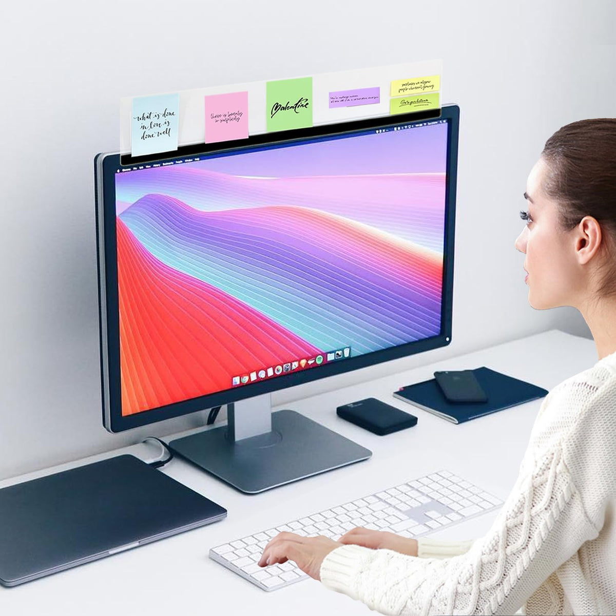 Monitor Memo Top, 18" Sticky Note Holder, Message Board