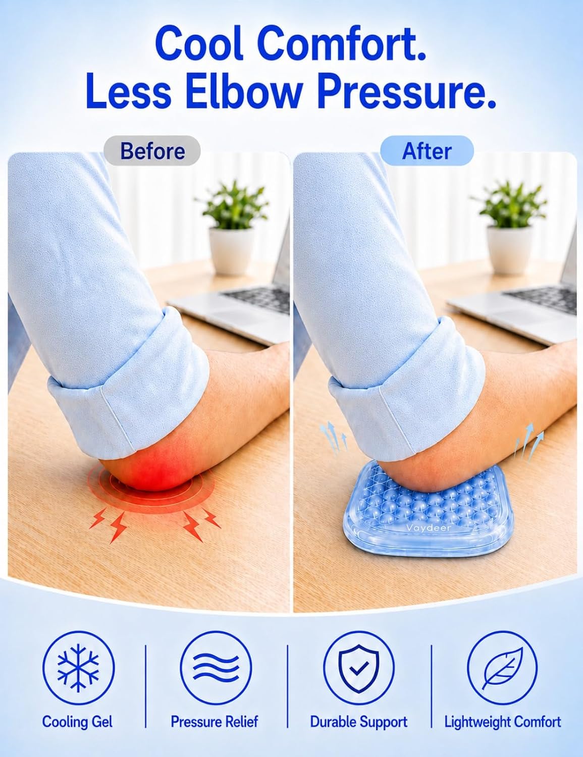 【Upgraded Larger and Thicker】 Elbow Rest Pad 1pc, Desk Wrist Rest Memory Foam Armrest, Ergonomic Mouse Cushion Support, Wrist Pain Relief for Computer Laptop Working Typing Gaming Office Gadget
