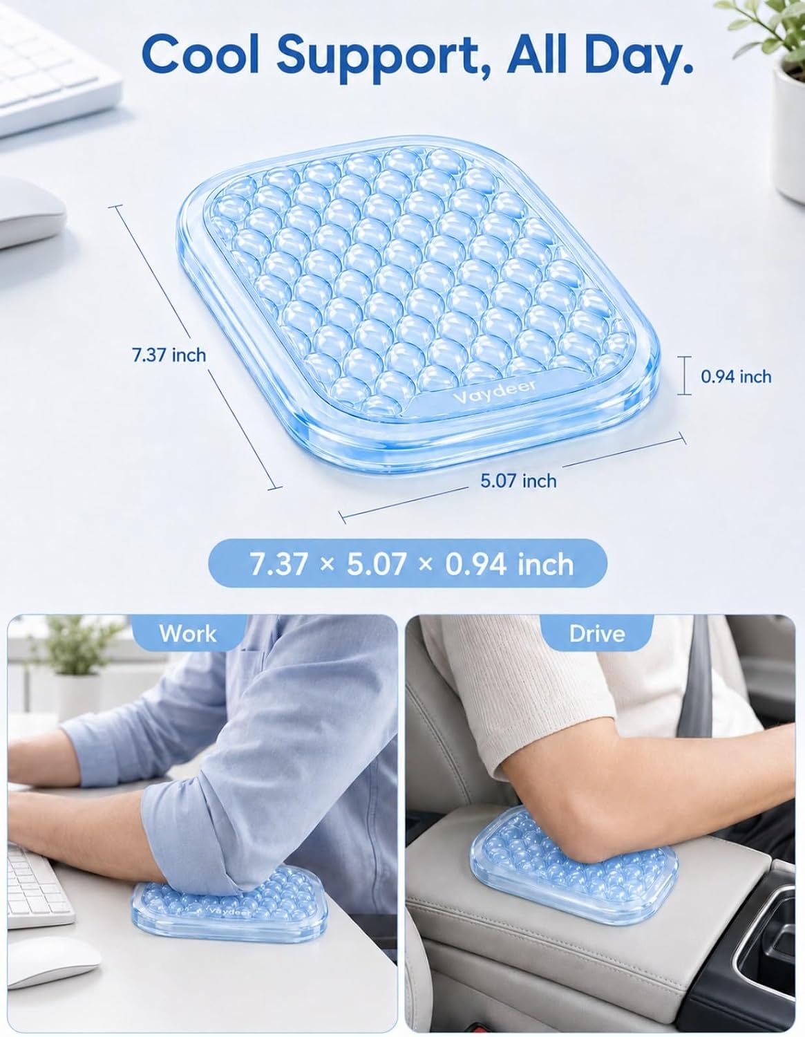 【Upgraded Larger and Thicker】 Elbow Rest Pad 1pc, Desk Wrist Rest Memory Foam Armrest, Ergonomic Mouse Cushion Support, Wrist Pain Relief for Computer Laptop Working Typing Gaming Office Gadget