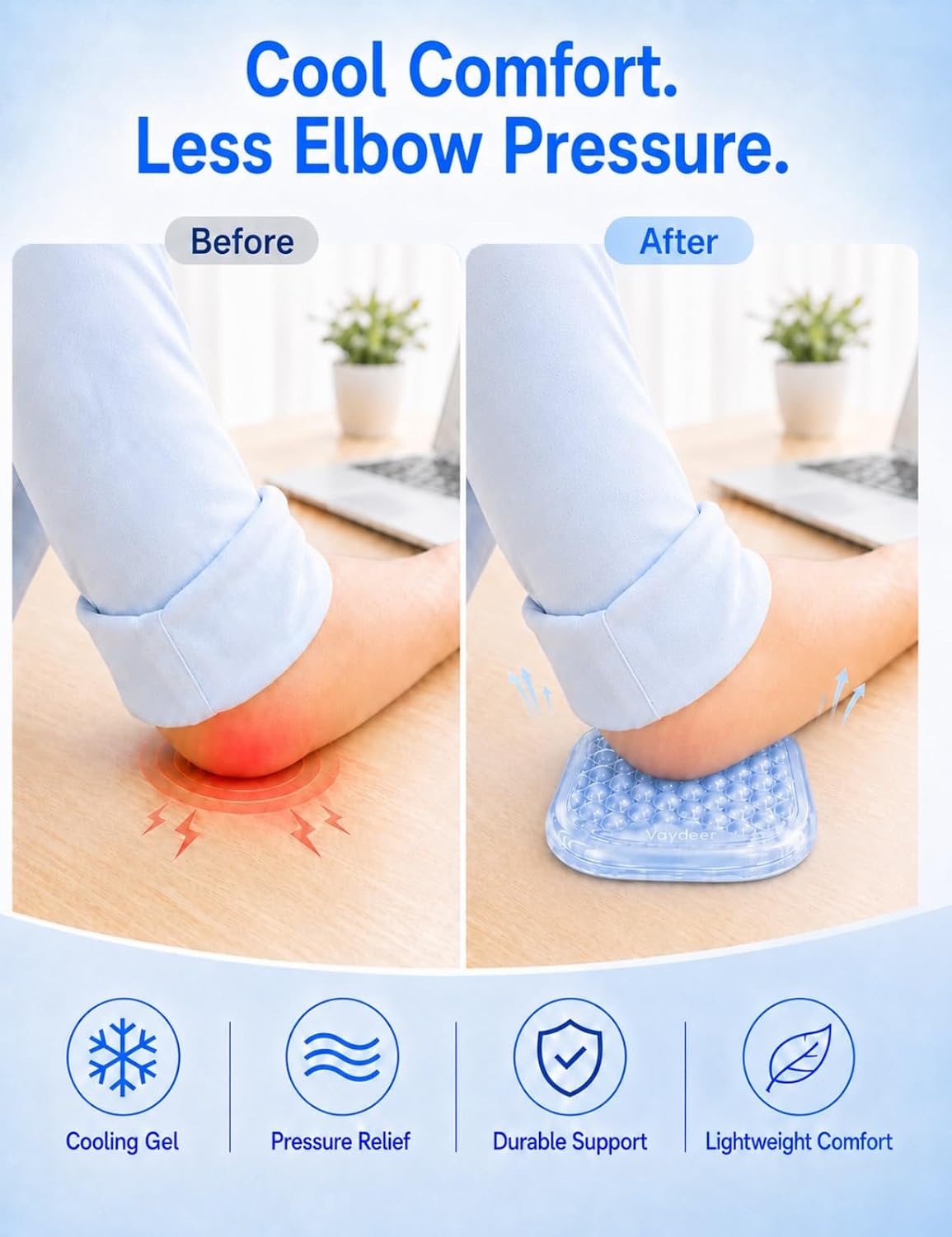【Upgraded Larger and Thicker】 Elbow Rest Pad 1pc, Desk Wrist Rest Memory Foam Armrest, Ergonomic Mouse Cushion Support, Wrist Pain Relief for Computer Laptop Working Typing Gaming Office Gadget